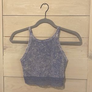 Colsie blue lace trim tank top
